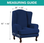 Turquoize Wingback Chair Covers 2 Piece Wing Chair Slipcover Stretch Slipcovers - Image 5