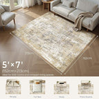 DMOYEST Area Rug Living Room Rugs 5x7 Washable Abstract Carpet | Neutral Modern - Image 2
