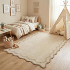 GarveeHome 4x6 Scalloped Washable Area Rug Jute Nursery Kids Bedroom Rug | Soft - Image 3
