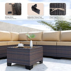 Kullavik 9 Pieces Outdoor Patio Furniture Set, Outdoor Sectional Rattan Sofa - Image 4