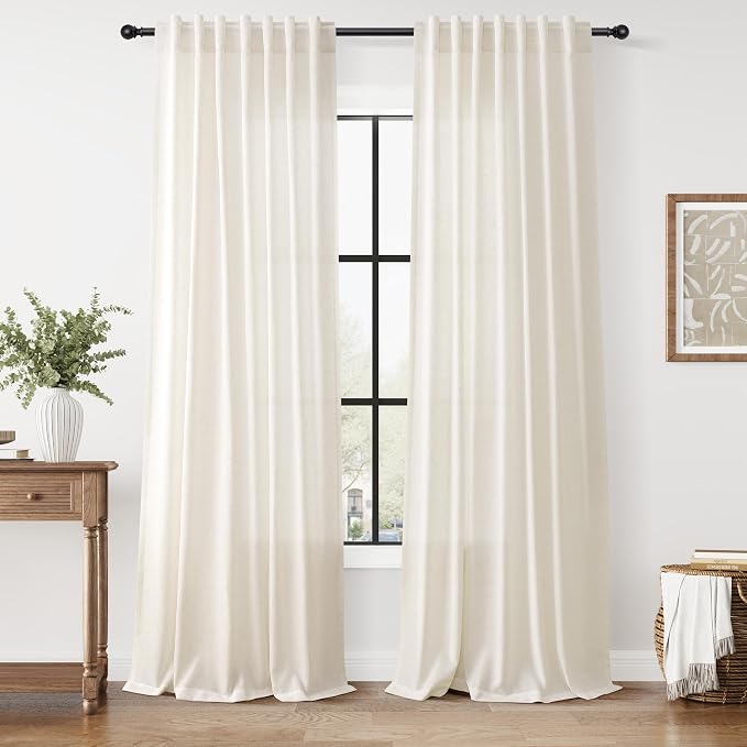 Modern Linen Curtains 96 Inches Long by Nanspring