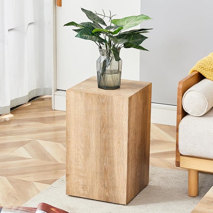 Rustic Natural Rectangular End Coffee Table, Modern Elegant Bedside Nightstand by KTRolster