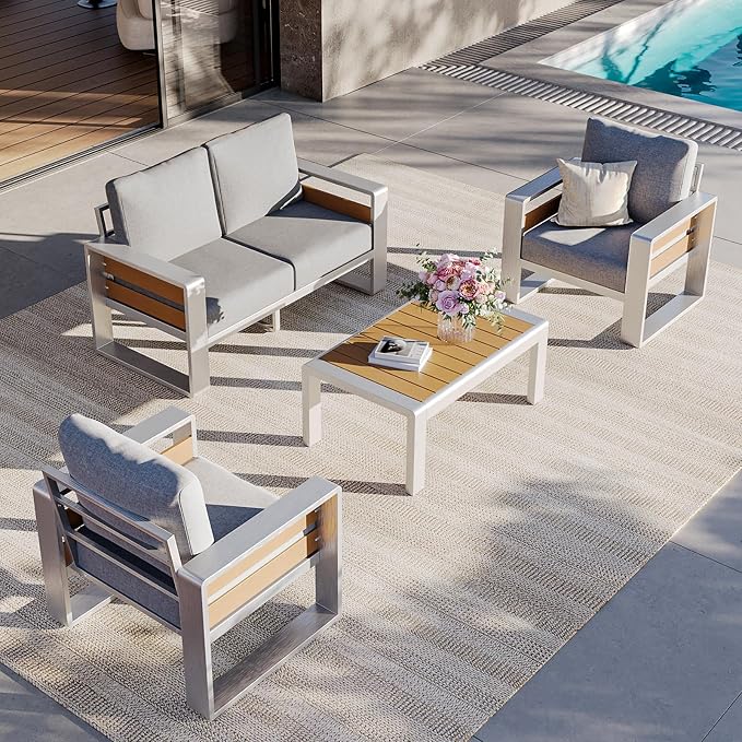 Aoxun Aluminum Outdoor Patio Furniture Set, Coffee Table ×1 - Image 2