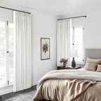 Linen Blackout Curtains 108 Inch Long 2 Panels Pinch Pleated Beige White | - Image 7