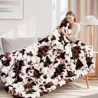 Cow Print Blanket for Couch, Faux Fur Throw Blanket, Super Heavy Warm Cozy - Image 5