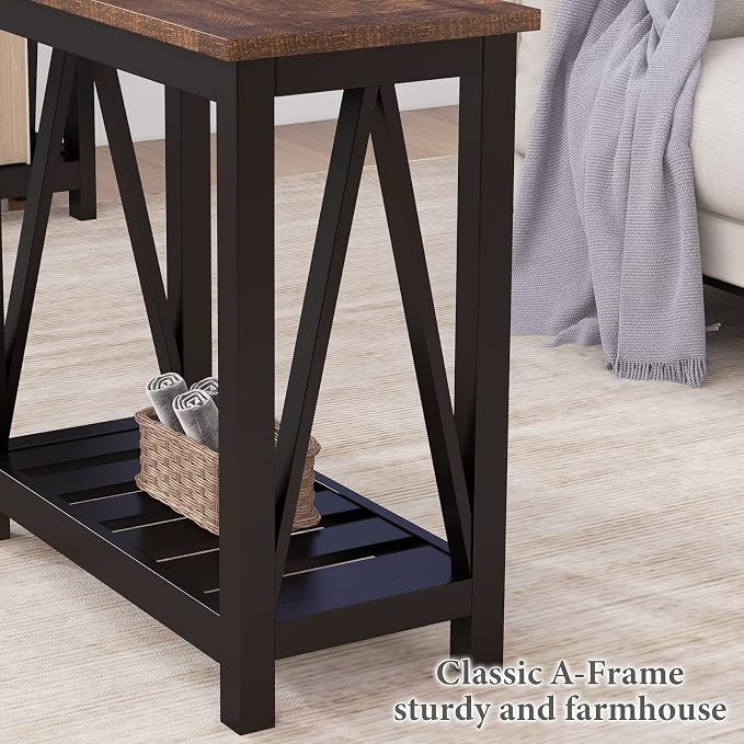 ChooChoo Farmhouse End Table, Rustic Vintage Narrow End Side Table - Image 8
