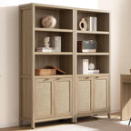 SICOTAS Bookcase 71" Tall Bookshelf 5 Tier Rattan Boho Bookcase by SICOTAS