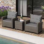 Shintenchi 3 Pieces Patio Furniture Set 3 Pieces PE Rattan Wicker Chairs - Image 3