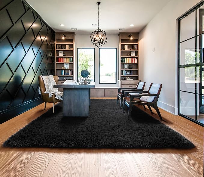 Black 8x10 Area Rugs for Living Room, Large Fluffy Shag Bedroom Rug, Ultra Soft - Image 8