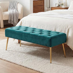 DUHOME Modern Velvet Bench Ottoman, Upholstered Bedroom Benches Footrest Stool - Image 4