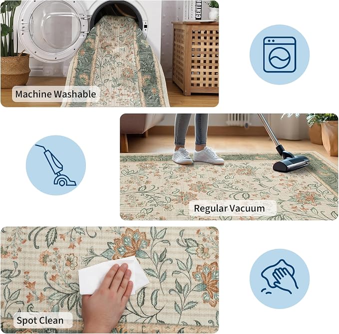 GarveeHome 8x10 Sage Green Washable Area Rug Living Room Bedroom Non Slip | - Image 7