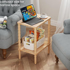 Solid Wood Side Table, Small Retro End Table, Narrow Couch Side Table - Image 2