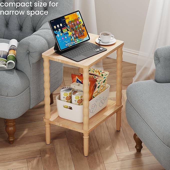 Solid Wood Side Table, Small Retro End Table, Narrow Couch Side Table - Image 2