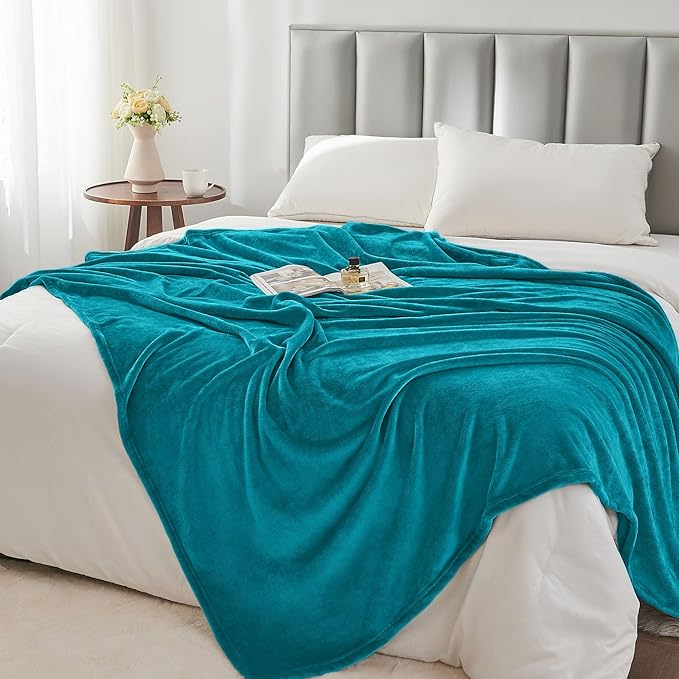 BEDELITE Fleece Blanket Soft Plush Twin Size Blanket Teal Blue 60"x80" | Ultra - Image 8
