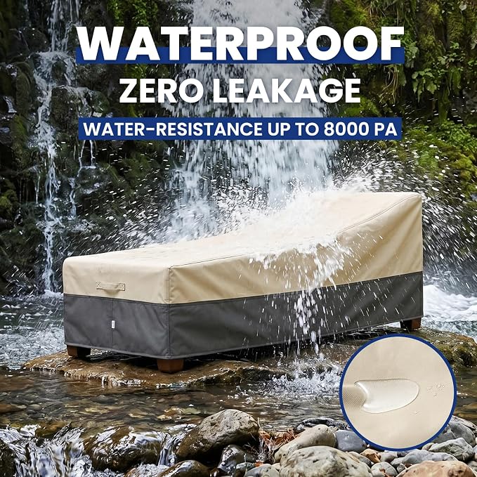 Extra Heavy Duty Patio Chaise Lounge Cover Waterproof 2 Pack - Image 3