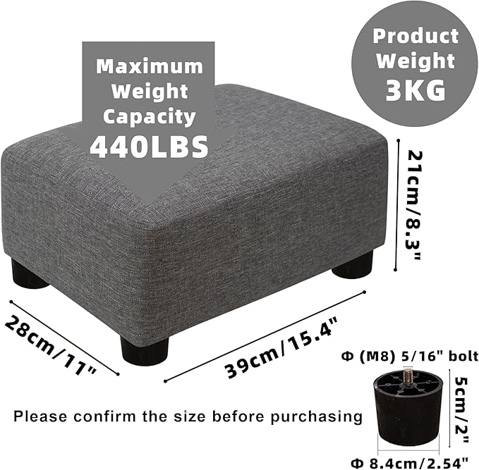 CAROLMADE Small Foot Stool Ottoman Footstool - Image 3