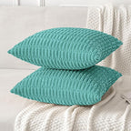 MIULEE Corduroy Decorative Throw Pillow Covers 20x20 Aqua Green Pack of 2 | - Image 3