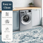 Rugflix 9x12 Area Rugs for Living Room, Washable Light Blue Large Rug | Machine - Image 5