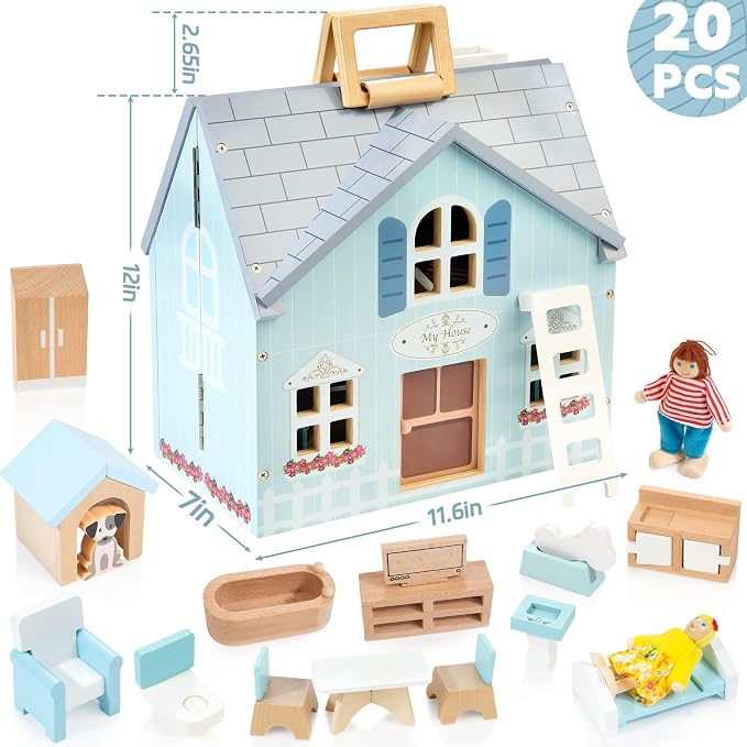 WOODMAM Foldable Wooden Dollhouse - Image 4