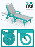 SERWALL Textilene Patio Chaise Lounge Chair Set of 2, 5 Positions Outdoor - Image 2