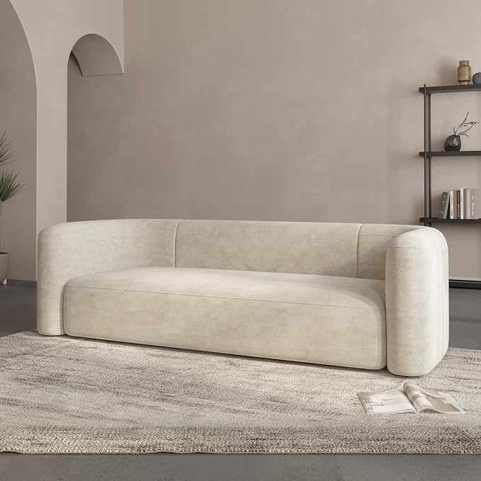 Acanva Luxury Modern Tight Curved Back Velvet Sofa, Minimalist Style Comfy Couch - Image 9