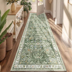 Yamaziot 3x6 Washable Hallway Runner Rug Non Slip Floral Carpet, Sage Green | - Image 6