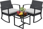 Greesum 3 Pieces Outdoor Furniture Set Patio Bistro Rocking Chairs by BuynowfromGreesum