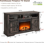 OKD Fireplace TV Stand for 65+ Inch TV, Rustic Media Console w/Sliding Barn - Image 6