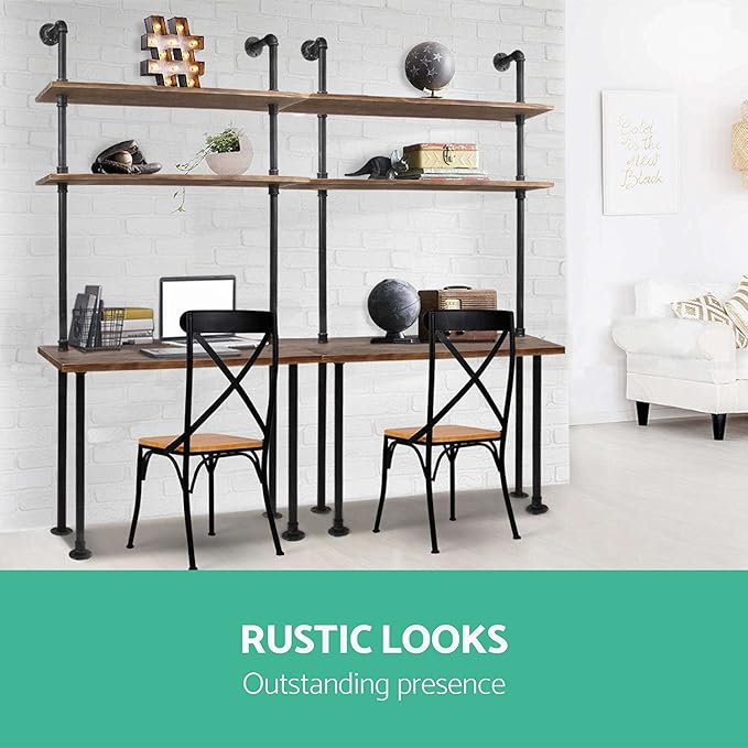 Computer Desk with Storage Shelves, Home Office Writing Desk, Bookshelf Laptop - Image 4