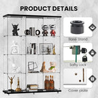 Display Cabinet with Glass Door and Lock, 4-Tier 3-Column Curio Cabinets with - Image 5