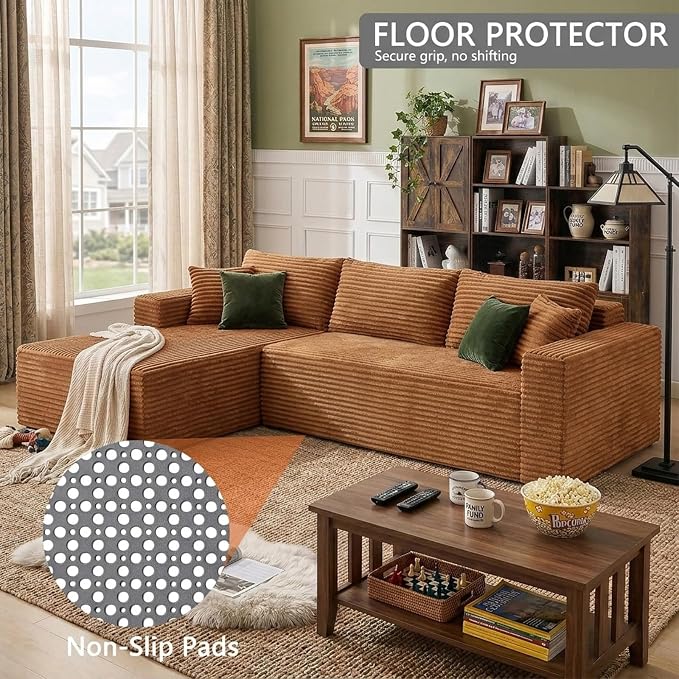 108" Boneless Couch Modular Sectional Sofa, L-Shaped Couch - Image 4