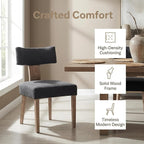 HNY Mid Century Modern Dining Chairs, Linen Fabric Upholstered and Curved - Image 6