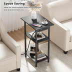 Asgolion Tall End Table with Charging Station, Skinny Nightstand with USB Ports - Image 4