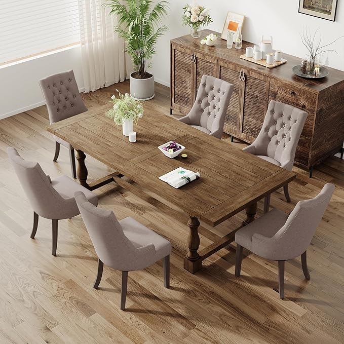COLAMY Fabric Side Dining Chairs Set of 6, Wingback Upholstered Dining Room - Image 3