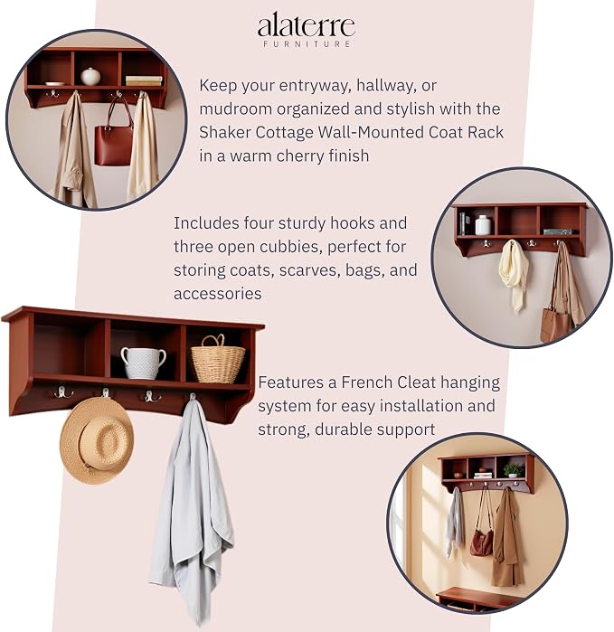 Shaker Cottage Wall-Mounted Coat Rack - Image 4