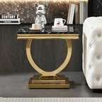 Henf Marble End Table Modern Black Faux Marble Sofa Side Table - Image 3
