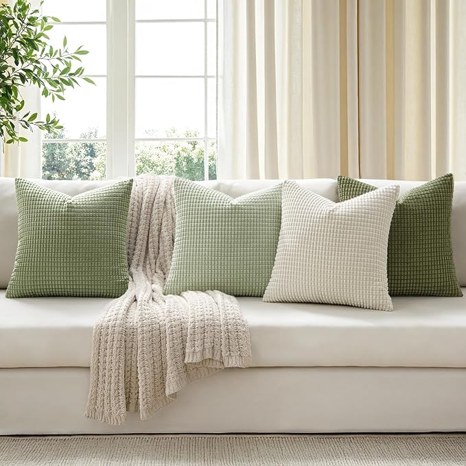 MIULEE Modern Farmhouse Decorative Spring Pillow Covers 18x18 Inch Set of 4 - Image 4