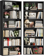 FOTOSOK 6-Tier Open Bookcase and Bookshelf Set of 2, Freestanding Display - Image 8