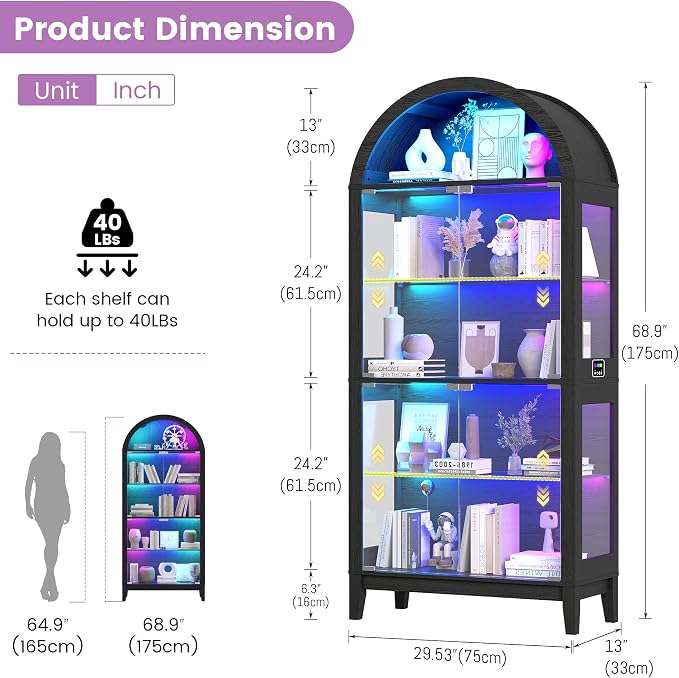 Gurexl 5-Tier Arched Display Cabinet - - Image 2