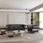 Chesterfield 3 Seater Sofa, Modern Leather Tufted Couch 3 Seater - Image 6