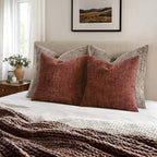 MIULEE Chenille Textured Fall Throw Pillow Covers Rust 18x18 Set of 2 | Slubby - Image 6