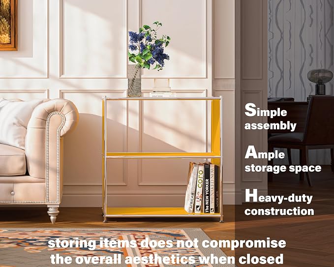 32-Inch 2-Tier Metal Bookcase, Open Shelf Storage Organizer - Image 4