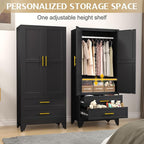 GAIOUS Steel Armoire Wardrobe Closet, 1 Adjustable Shelf and 2 Drawers - Image 3