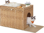 Feandrea Cat Litter Box Enclosure, Handwoven Rattan Hidden Litter Box Furniture by FeandreabySONGMICSHOME