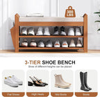PETKABOO 31.5" Shoe Bench with Coat Rack Hidden Drawer and Side Holder - Image 5