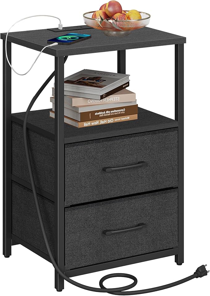 TUTOTAK End Table with Charging Station, Night Stand, Side Table with 2 USB by ChoosetutotakFurnitureBuildYourCozyHome