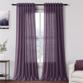 Plum Linen Curtains 90 Inch Long 2 Panels Set by Nanspring