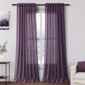 Plum Linen Curtains 96 Inches Long 2 Panels Set by Nanspring