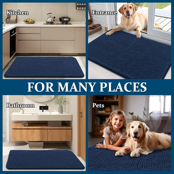 OLANLY Dog Door Mat for Muddy Paws 47x32, Super Absorbent Chenille Mud Mat | - Image 8