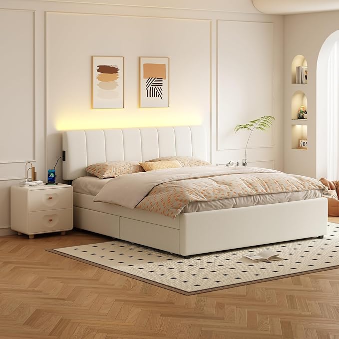 King Size Upholstered Platform Bed - Image 5